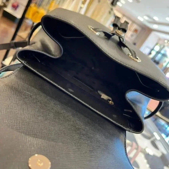 KATE SPADE LIZZIE MEDIUM FLAP BACKPACK TOTE BAG BLACK LEATHER PURSE CARR… - Picture 6 of 7